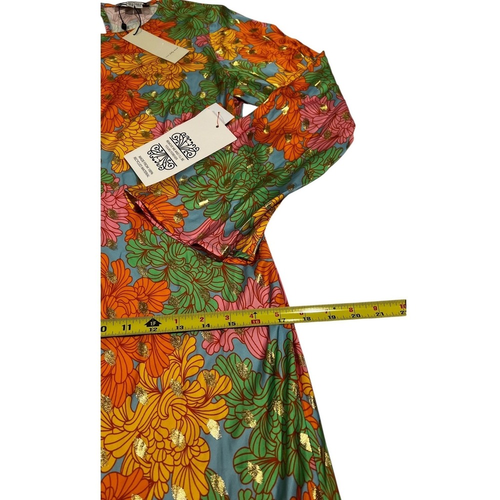 NWT Never Fully Dressed Floral Alaia Maxi Dress Gold Foil Multi Color US 10 - Picture 5 of 16